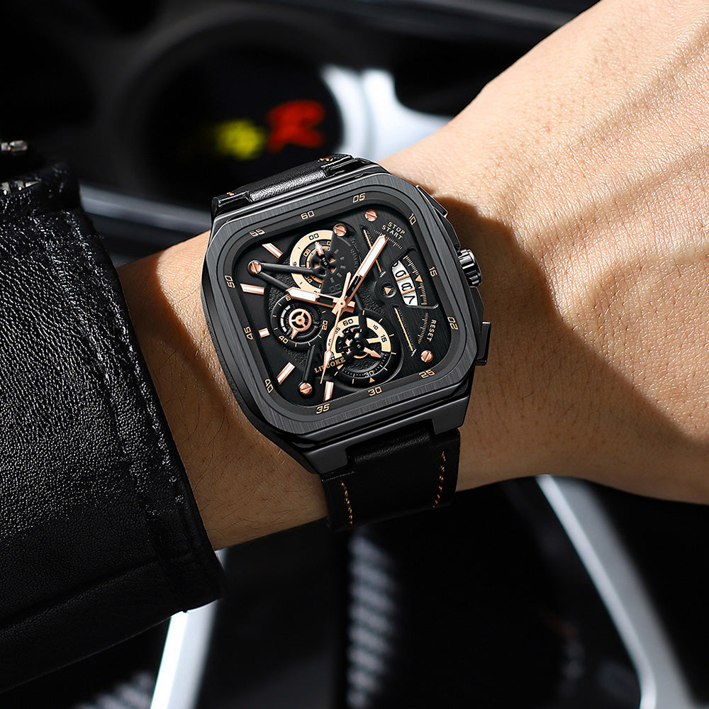 LILUOKE Men's Quartz Watch – Multifunction Chronograph with Date, Squa ...