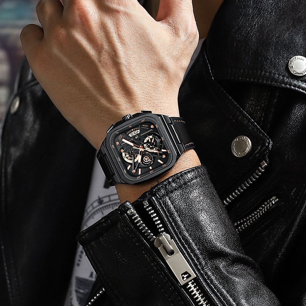 LILUOKE Men's Quartz Watch – Multifunction Chronograph with Date