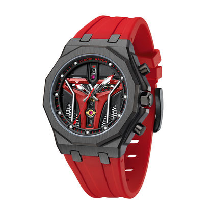 LILUOKE Watches for Men Cool Dress Watch 30ATM Luminous Skeleton Design, Star Wars' Mandalorian Concept Watches (LK9015G, DT-LK9015G-01)