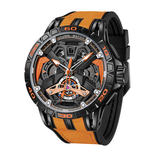 LILUOKE Watches For Men Star Quest Concept Watches Cool Dress Watch 30ATM Luminous Skeleton Design (LK9017G, DT-LK9017G-02)