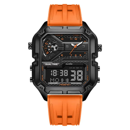 LILUOKE Versatile and Stylish Dual Display Watch - Dual Time Zone Functionality, Multi-Functional Features（DT-LK9022G-01）