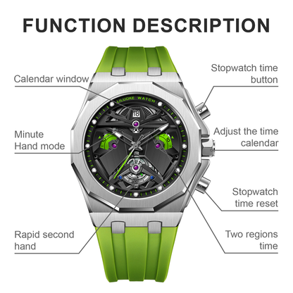 LILUOKE Watches for Men Cool Dress Watch 30ATM Luminous Skeleton Design, Star Wars Stormtrooper Concept Watches (LK9016G, DT-LK9016G-04)