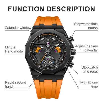 LILUOKE Watches for Men Cool Dress Watch 30ATM Luminous Skeleton Design, Star Wars Stormtrooper Concept Watches (LK9016G, DT-LK9016G-02)