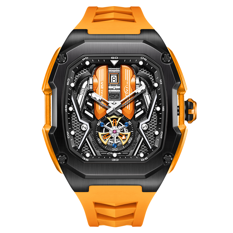 LILUOKE Motorcycle-Inspired Men's Watch - 30M Water Resistant, High-Precision Quartz, Durable Hexagonal Case (LK9019G-04)