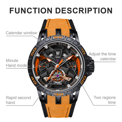 LILUOKE Watches For Men Star Quest Concept Watches Cool Dress Watch 30ATM Luminous Skeleton Design (LK9017G, DT-LK9017G-02)