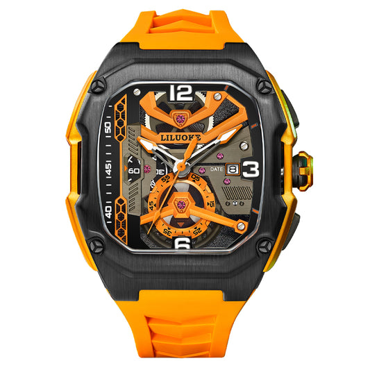 LILUOKE Mens Watches Motorcycle-Inspired Watch That Combines Style and Performance （LK9018G-01）