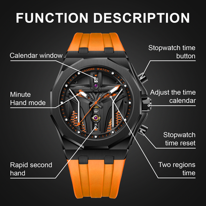 LILUOKE Watches for Men Cool Dress Watch 30ATM Luminous Skeleton Design, Star Wars' Mandalorian Concept Watches (LK9015G, DT-LK9015G-04)