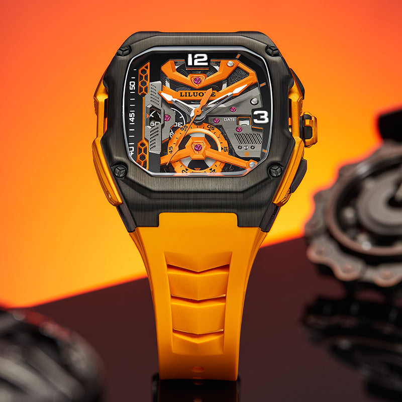 LILUOKE Mens Watches Motorcycle-Inspired Watch That Combines Style and Performance （LK9018G-01）