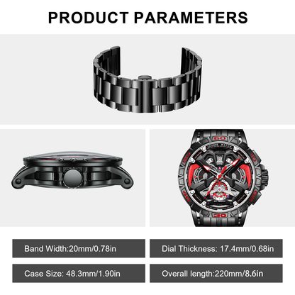 LILUOKE Watches For Men Star Quest Concept Watches Cool Dress Watch 30ATM Luminous Skeleton Design (LK9017G, DT-LK9017G-03)