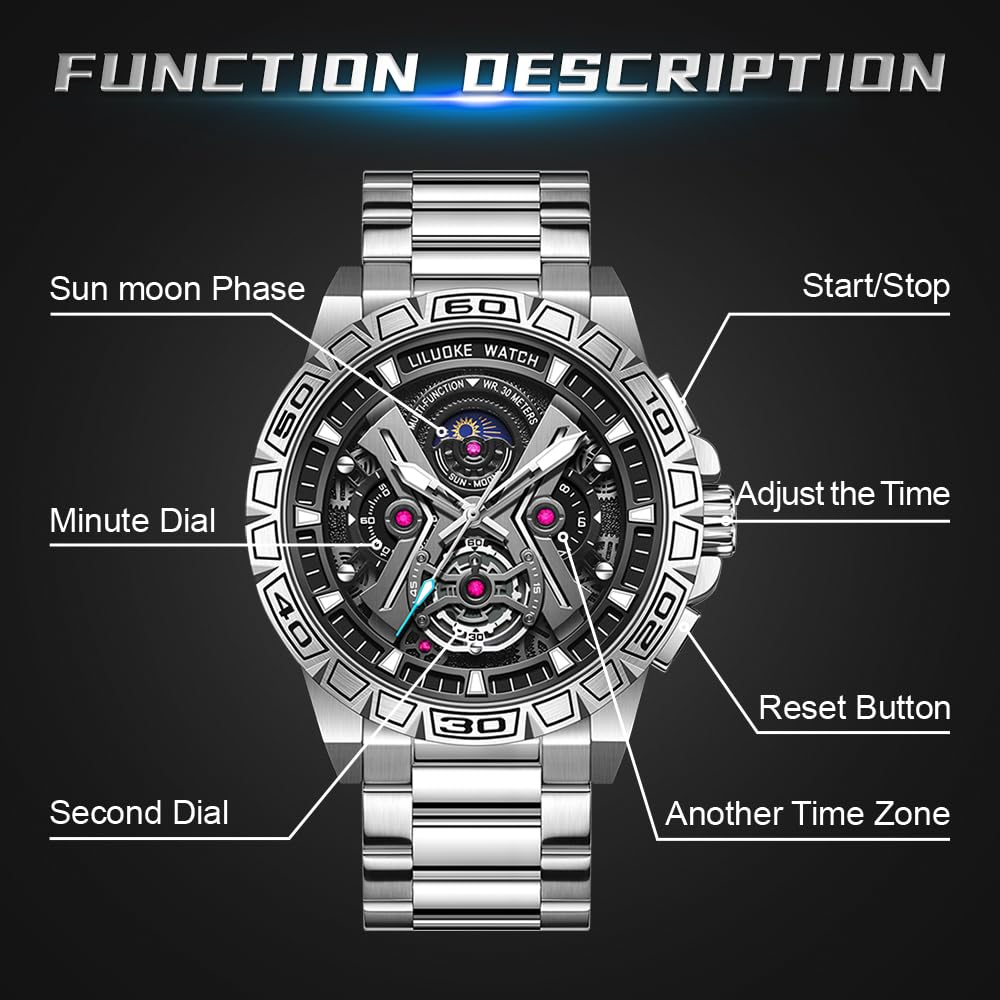 LILUOKE Mens Watches for Professional & Multicolor, Fashion Business Watches Mens, Star Wars Lightsaber Concept Watches（LK9005G, LK9005G-02）