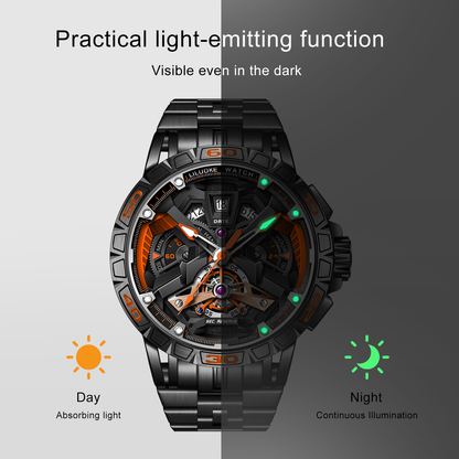 LILUOKE Watches For Men Star Quest Concept Watches Cool Dress Watch 30ATM Luminous Skeleton Design (LK9017G, DT-LK9017G-04)