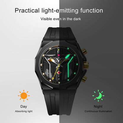 LILUOKE Watches for Men Cool Dress Watch 30ATM Luminous Skeleton Design, Star Wars' Mandalorian Concept Watches (LK9015G, DT-LK9015G-03)