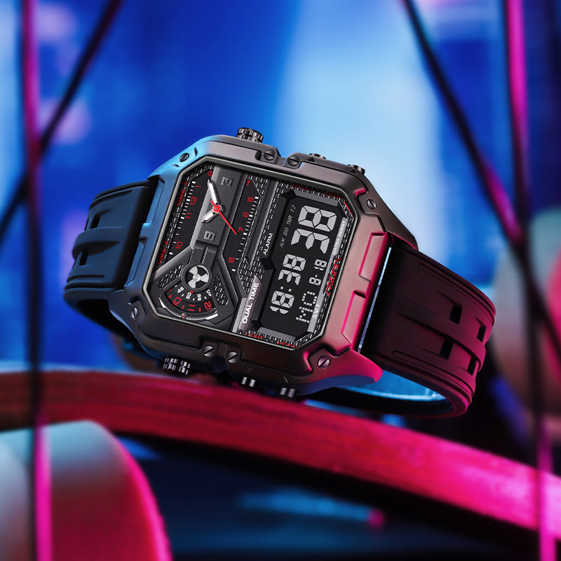 LILUOKE Versatile and Stylish Dual Display Watch - Dual Time Zone Func ...