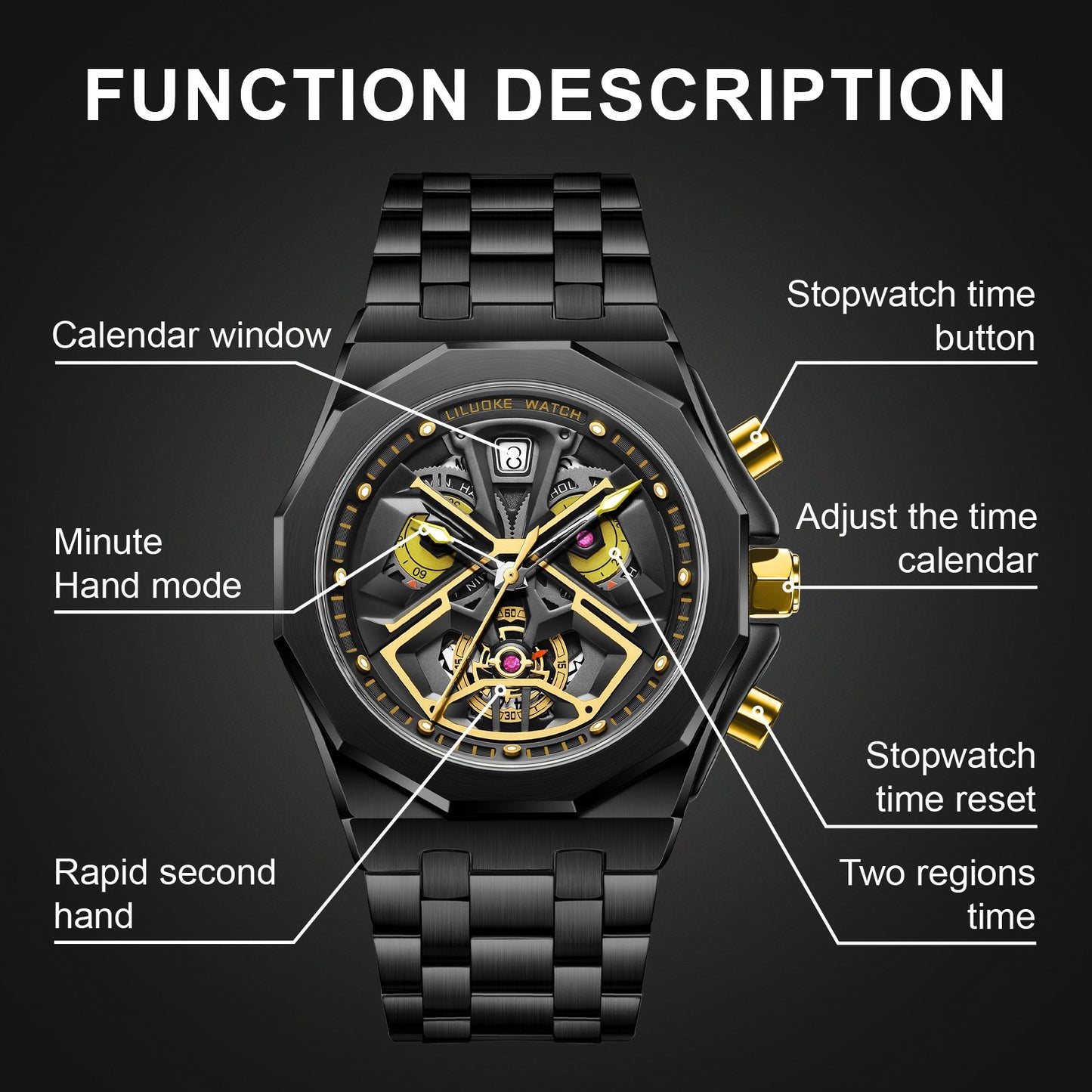 LILUOKE Mens Watches for Men, Profession Design Wrist Watches - Darth Vader, the first villain of Star Wars (LK9003G, LK9003G - 10) - Liluoke Watches