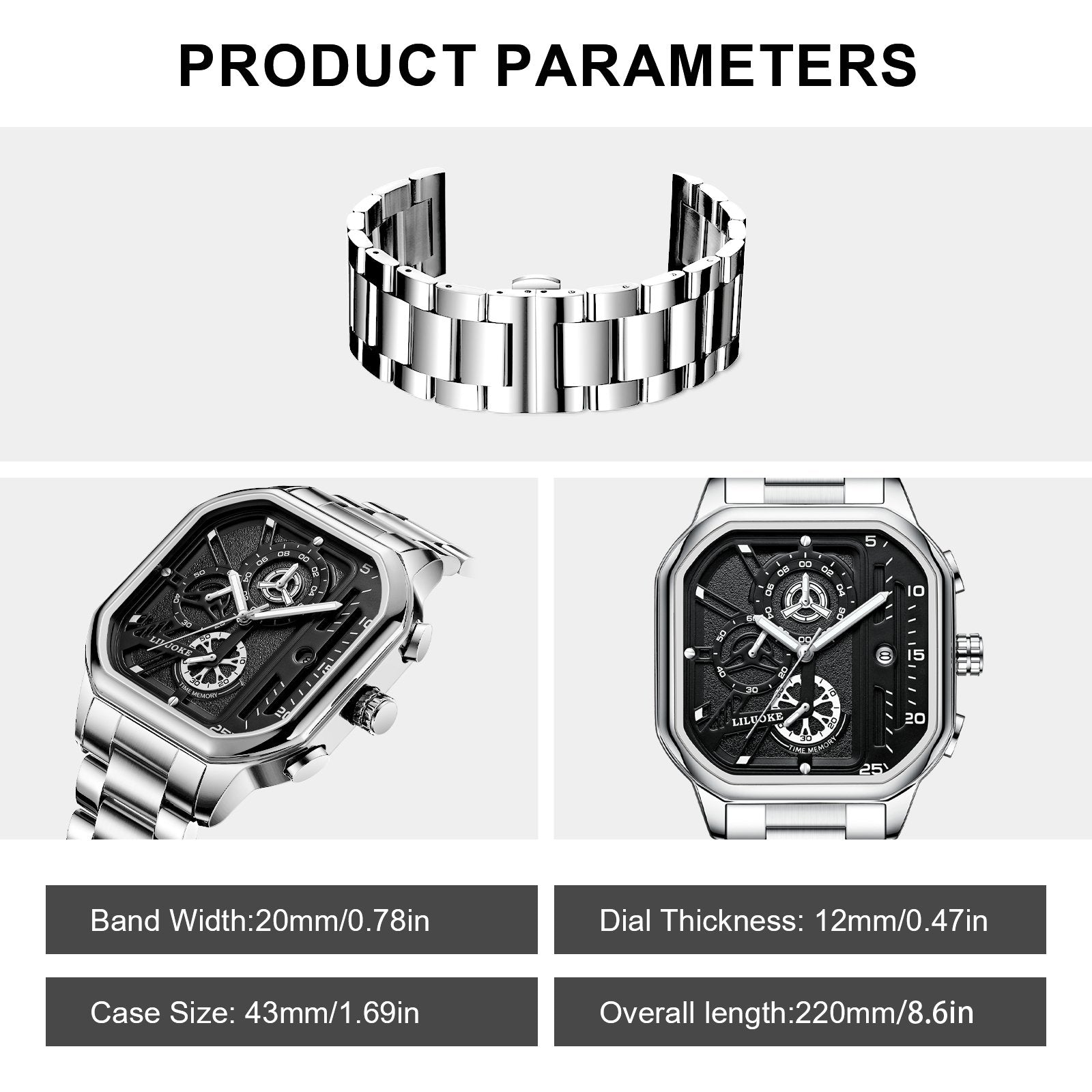 LILUOKE Mens Watches for Men, Profession Design Wrist Watches - Stainless Steel Quartz Chronograph sports watch (LK9010G, LK9010G - 02) - Liluoke Watches